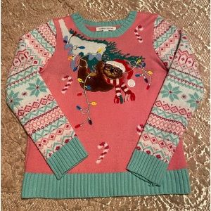 Cute Girl Ugly Holiday Sloth 🦥 💓Sweater Size L 10-12 🎄